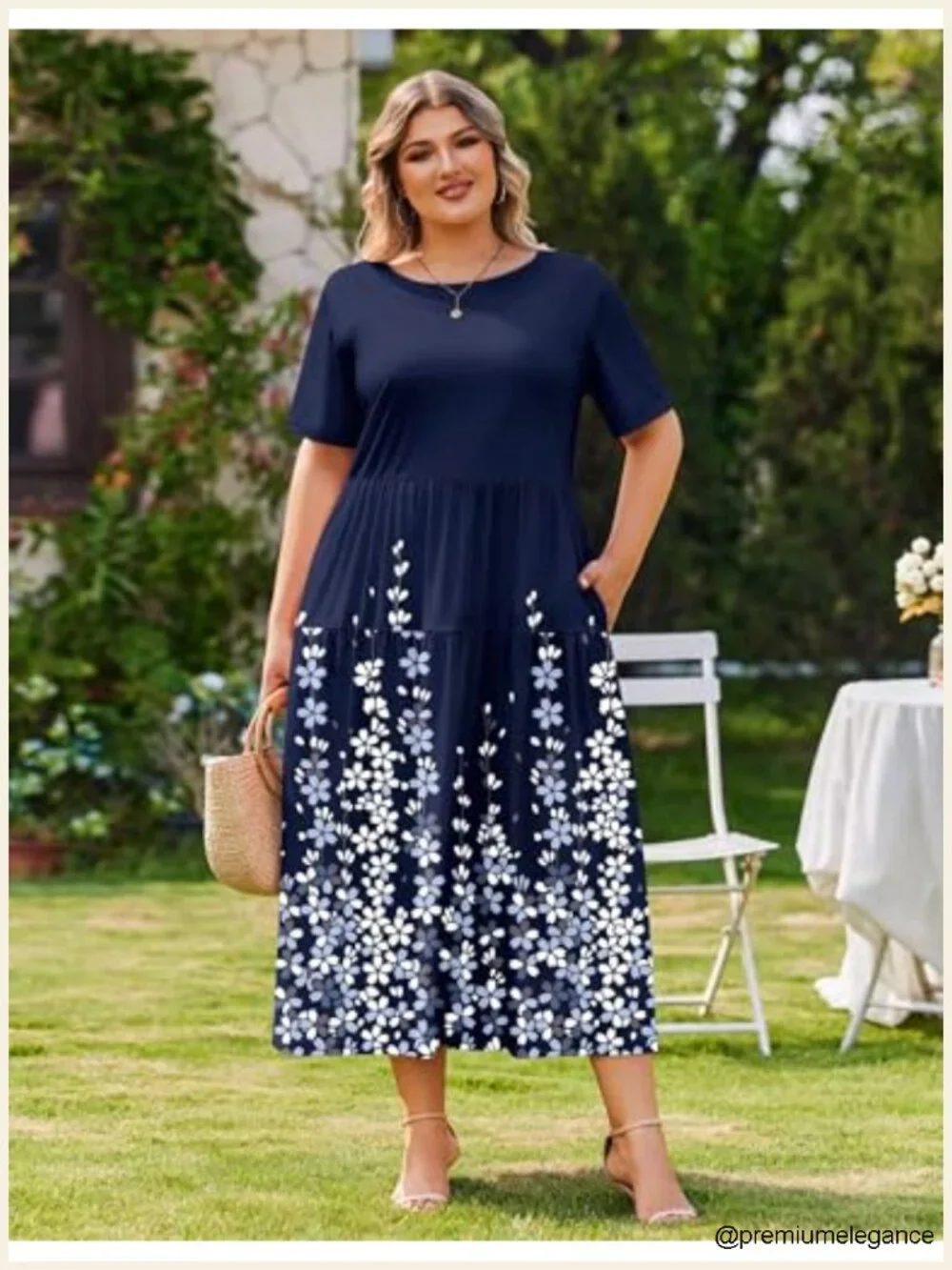 Plus Size Bohemian Maxi Dress with Pockets